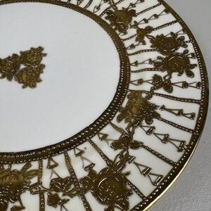 Antique Nippon Hand Painted Decorative Plate Gold Trim Floral Design Collectible